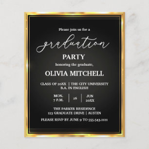 Elegant Gold Frame Graduation Party invitation  Flyer