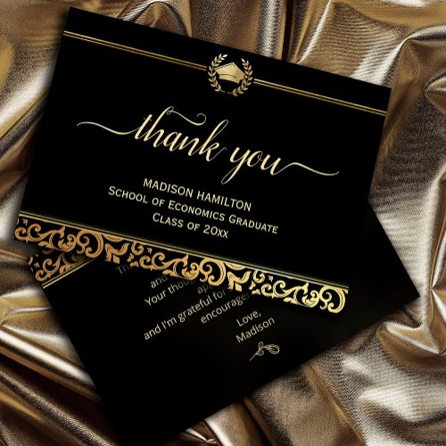 Elegant gold Frame Graduation Thank You Card