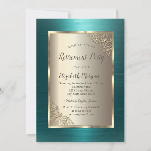 Elegant Gold Frame Green Metallic Retirement 