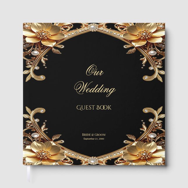 Elegant Gold Frame Guest Book (Front)