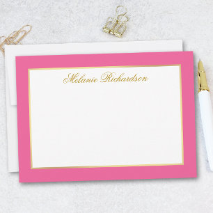 Elegant Gold Frame Hot Pink - Choose Size - Note Card