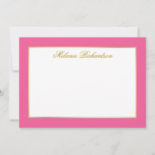 Elegant Gold Frame Hot Pink - Choose Size - Note Card