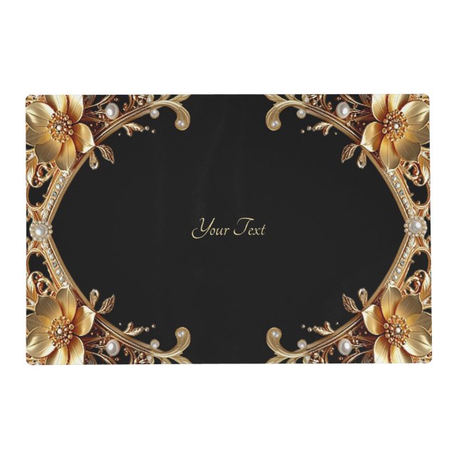 Elegant Gold Frame Laminated Placemat (Front)