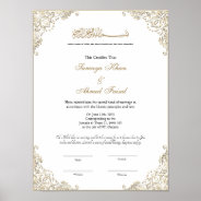 Elegant Gold Frame Muslim Nikkah Certificate Poster at Zazzle