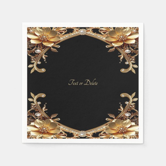 Elegant Gold Frame Napkins (Front)