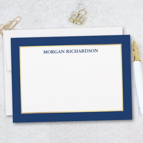 Elegant Gold Frame Navy Blue  _ Choose Size _ Note Card