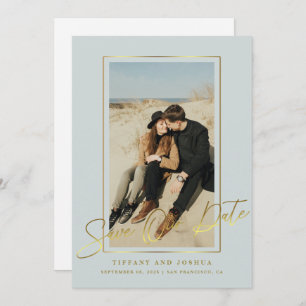 Elegant Gold Frame Photo Wedding Save The Date