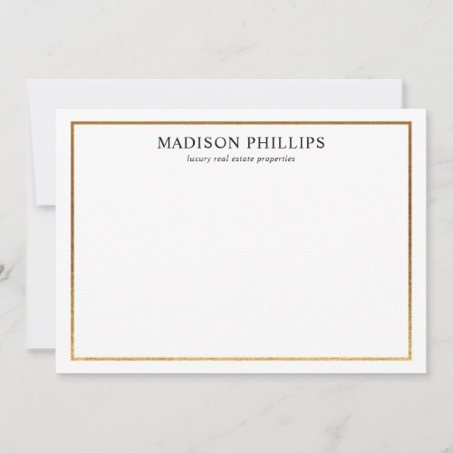 Elegant Gold Frame Realtor Personalized Stationery Note Card