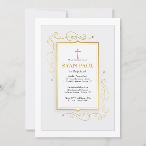 Elegant Gold Frame Religious Invitation
