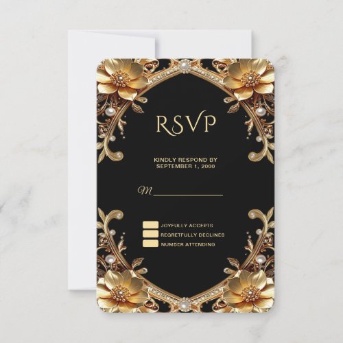 Elegant Gold Frame RSVP Card