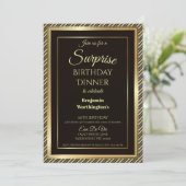 Elegant Gold Frame Surprise 40th Birthday Dinner Invitation (Standing Front)