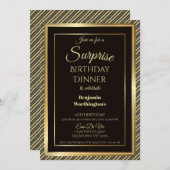 Elegant Gold Frame Surprise 40th Birthday Dinner Invitation (Front/Back)