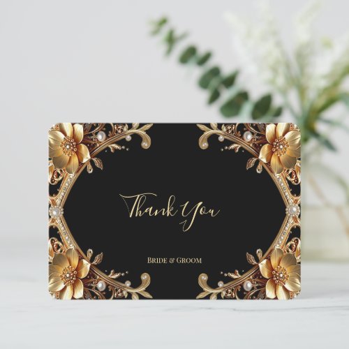 Elegant Gold Frame Thank You Card