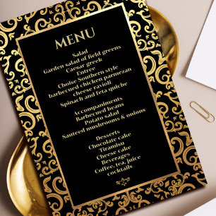 Elegant gold Frame Wedding Dinner Menu Invitation