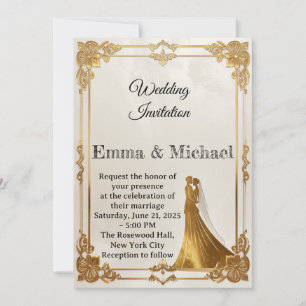 Elegant Gold Frame Wedding Invitation – Classic
