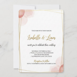 Elegant Gold Frame Wedding Invitation | Minimalist