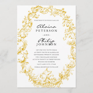 Elegant Gold Frame Wedding Invitation Template