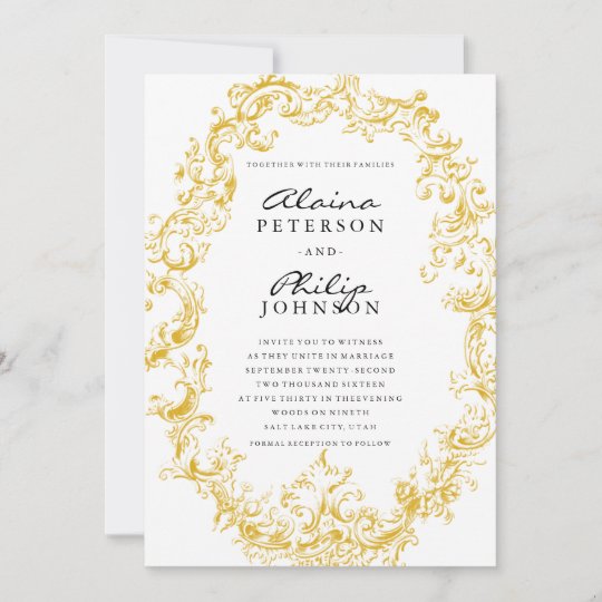 Elegant Gold Frame Wedding Invitation Template | Zazzle.com