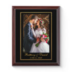 Elegant Gold Frame Wedding Photo Blk Plaque