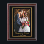 Elegant Gold Frame Wedding Photo Blk Plaque<br><div class="desc">Elegant Gold Frame Wedding Mr. and Mrs. Photo Plaque</div>