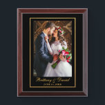 Elegant Gold Frame Wedding Photo Blk Plaque<br><div class="desc">Elegant Gold Frame Wedding Mr. and Mrs. Photo Plaque</div>