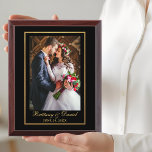 Elegant Gold Frame Wedding Photo Blk Plaque<br><div class="desc">Elegant Gold Frame Wedding Mr. and Mrs. Photo Plaque</div>