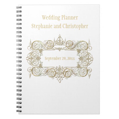 Elegant Gold Frame Wedding Planner Mother Bride Notebook
