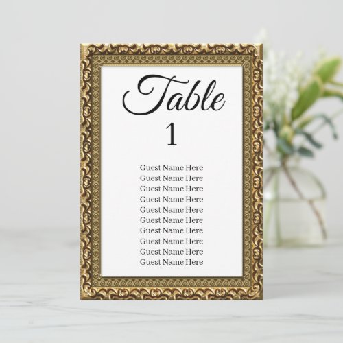 Elegant Gold Frame Wedding Seating Chart Card 