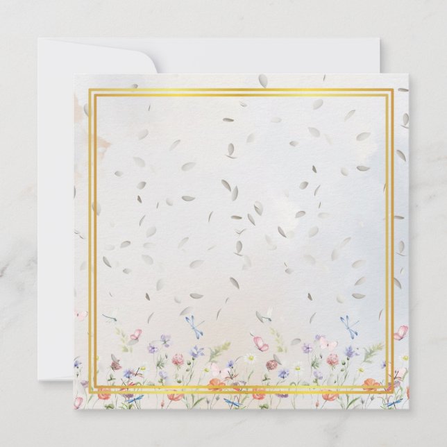 Elegant Gold Frame Wildflower Blank Card with Whit (Front)