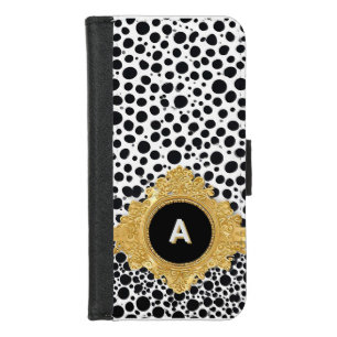 Elegant Gold Frame With Polka Dot Background iPhone 8/7 Wallet Case