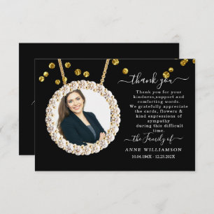 Elegant Gold Framed Photo Funeral Thank You Card
