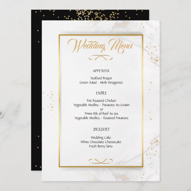 Elegant Gold Framed Wedding Menu (Front/Back)