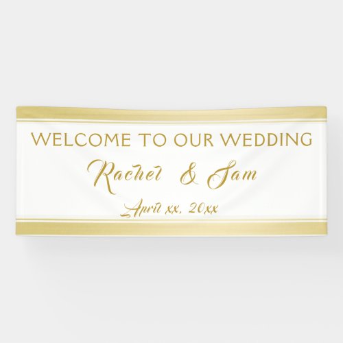 Elegant Gold Framed Wedding Welcome  Banner