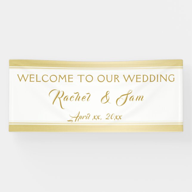Elegant Gold Framed Wedding Welcome  Banner (Horizontal)