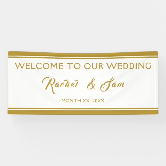 Elegant Gold Framed Wedding Welcome  Banner (Horizontal)