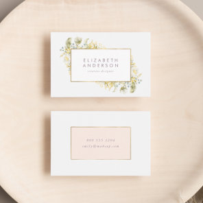 Elegant Gold Framed Wildflower Corporate  Business Card