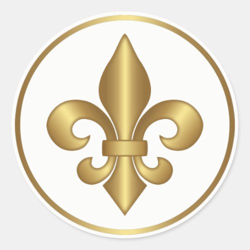 Elegant Gold French Fleur de Lis Symbol Classic Round Sticker