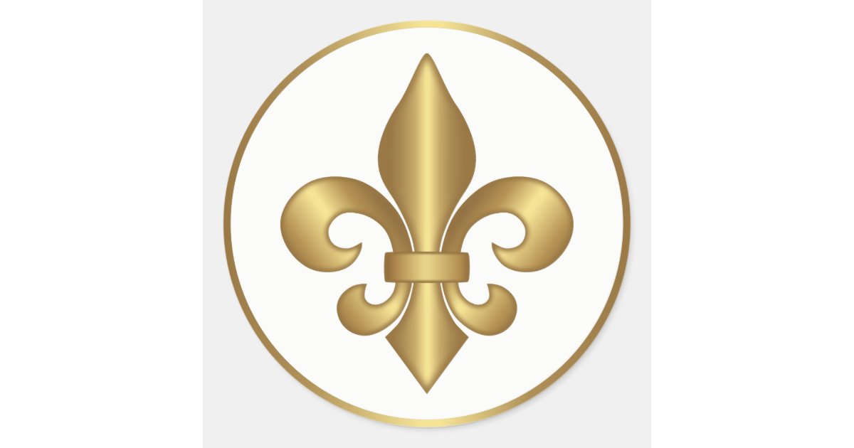 Elegant Gold French Fleur de Lis Symbol Classic Round Sticker Zazzle
