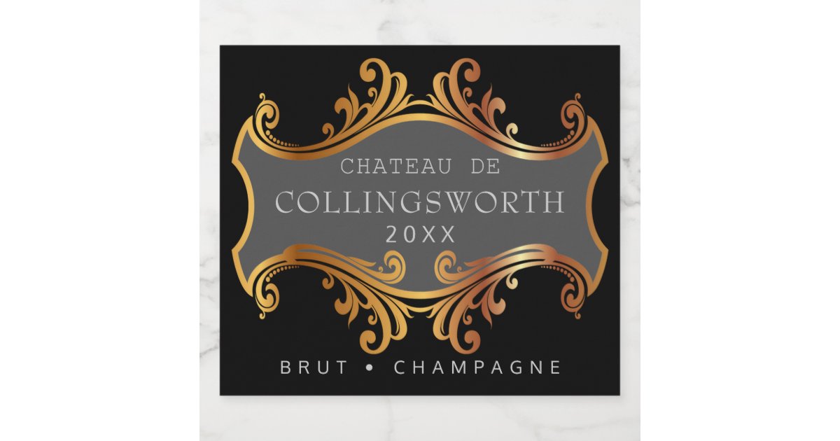 Elegant Gold Full Size Champagne Bottle Label Or | Zazzle