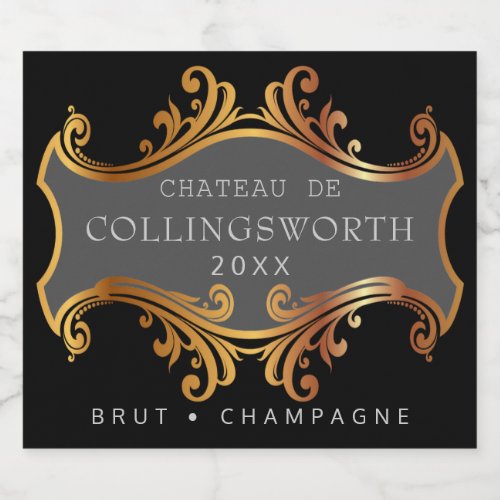 Elegant Gold Full Size Sparkling Wine Bottle Label