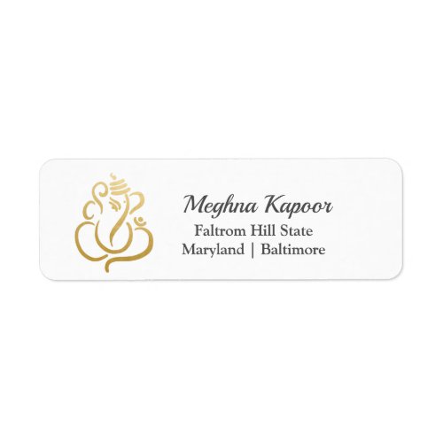 Elegant Gold Ganesh Indian God Label