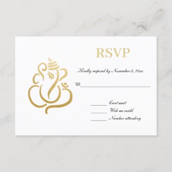 Elegant Gold Ganesh | Indian Wedding Rsvp Invitation by ohwhynotweddings at Zazzle