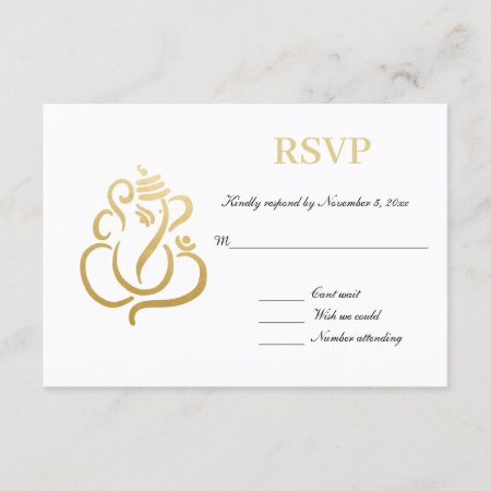 Elegant Gold Ganesh | Indian Wedding Rsvp Invitation