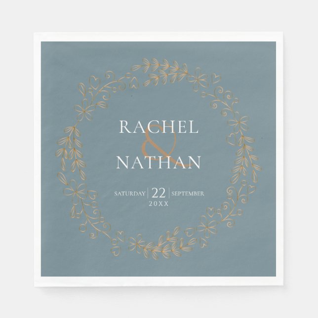 Elegant Gold Garland Wedding Napkins (Front)