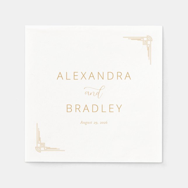 Elegant Gold Geometric Accents Napkins (Front)
