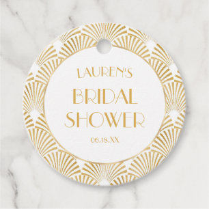 Elegant Gold Geometric Art Deco Bridal Shower Favor Tags