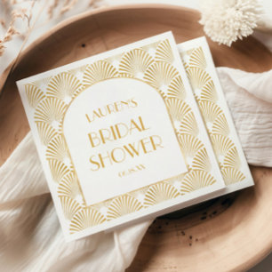 Elegant Gold Geometric Art Deco Bridal Shower Napkins