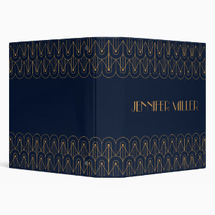 Elegant gold geometric Art Deco design 3 Ring Binder