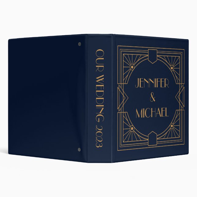 Elegant gold geometric Art Deco design  3 Ring Binder (Background)