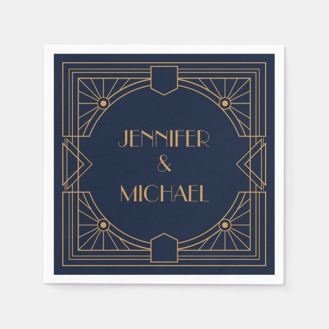 Elegant gold geometric Art Deco design  Napkins (Front)